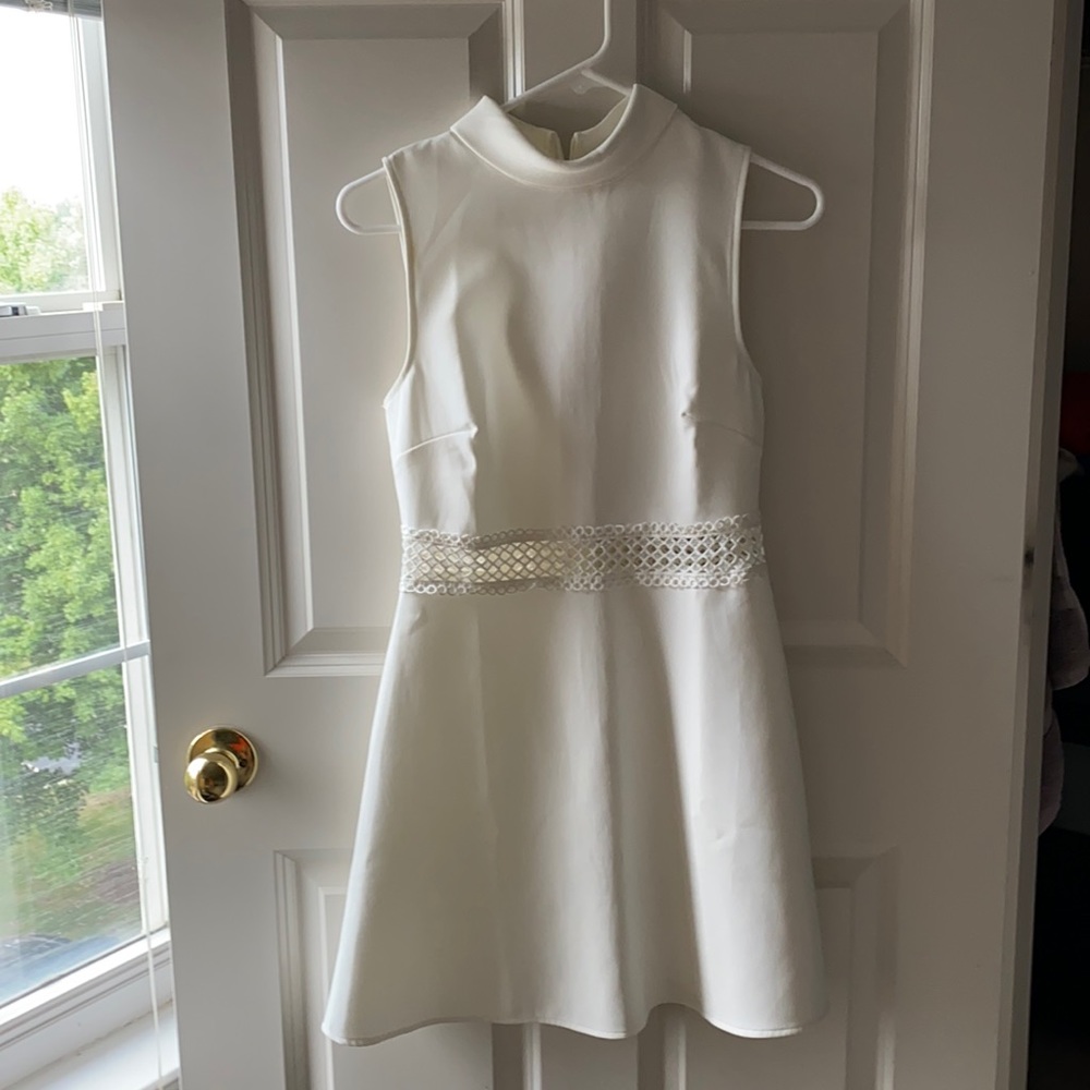 ASOS White dress with Collar & Lace Cutout Middle